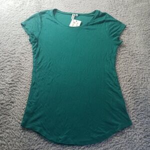 Cable & Gauge L NWT Top Juniper Green Ribbed Knit Stretch Scoop Neck Tee
